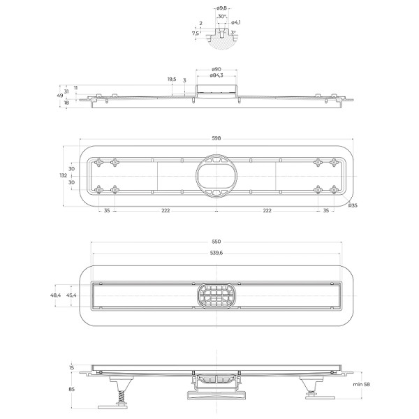 Душевой лоток BelBagno Luce 600 мм белый (BB-LD-Luce-60-BIANCO)