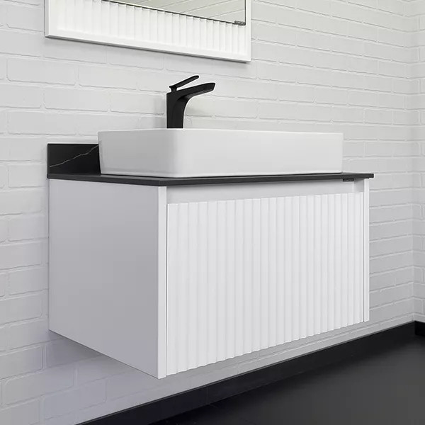 Тумба подвесная Comforty Марсель 750x500x530 белый матовый/калакатта Блэк (00-00013396)