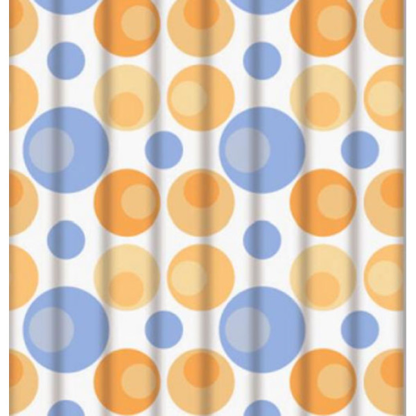 Шторка для ванны текстиль Fashun 1800x2000 полиэтилен оранжево-голубые шарики на белом фоне (A8804)