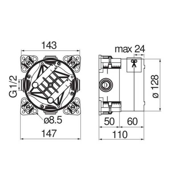 Смеситель для душа Nobili с термостатом, внутреняя часть в комплекте с термостатом (WE00202)