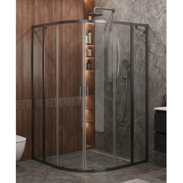 Душевой уголок Cezares Molveno 130x130x195 стекло прозрачное, профиль оружейная сталь (MOLVENO-R-22-100+30-C-GM-IV)