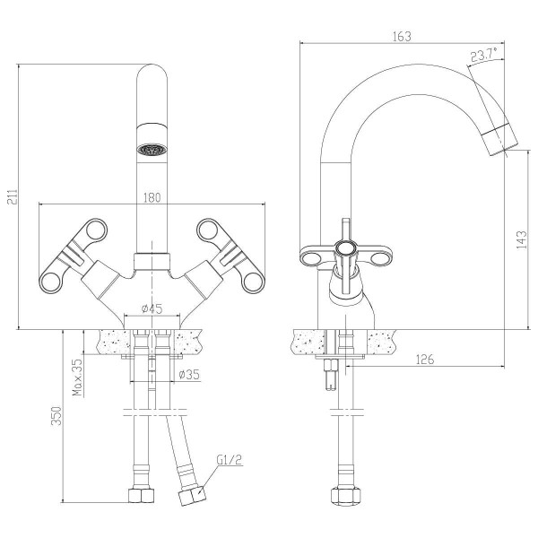 Смеситель для раковины Rossinka RS42-62 (RS42-62)