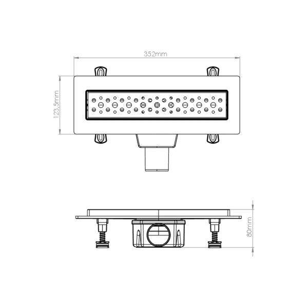 Лоток душевой 300 мм. Nova (боковой слив 360° D50, сухой затвор, решетка из нерж.ст / пузырьки) (5630.004)