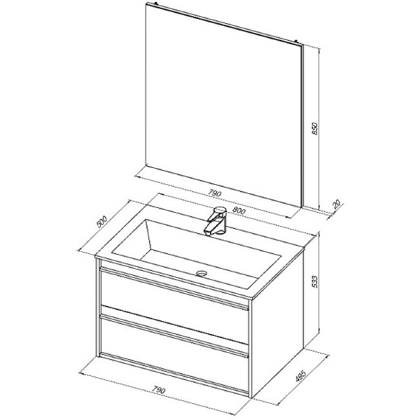 Тумба подвесная Aquanet Lino 80 Дуб Веллингтон (00253912)