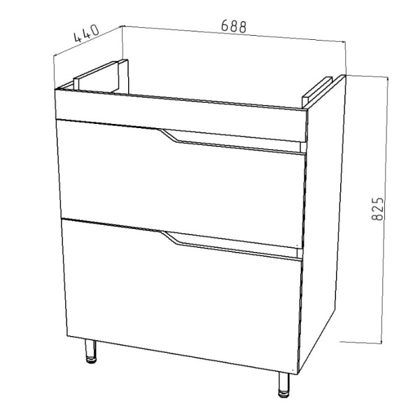 Тумба напольная Melodia Лотос 70 (Фостер/Como 70) 2 ящика белая (MFR80030WT)