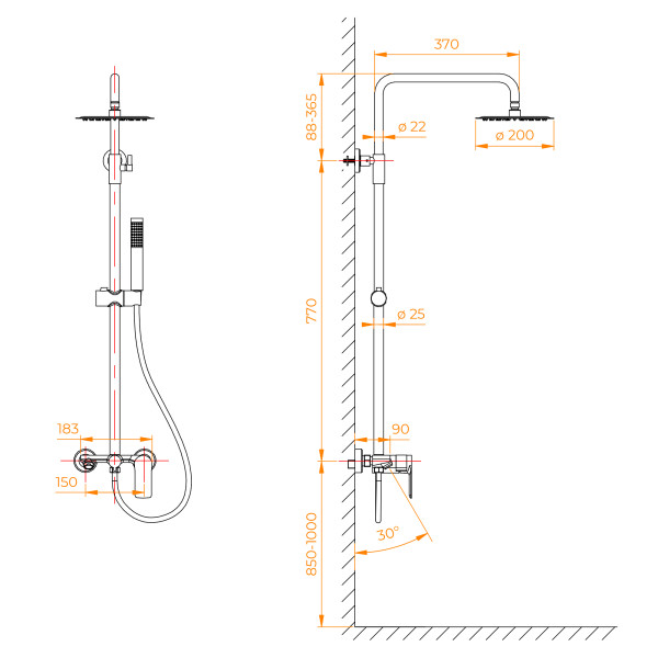 Душевая система RGW Shower Panels серый (59140127-11)