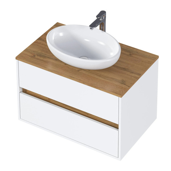 Тумба подвесная 1Marka Veil 800x500x500 белый/дуб ватан (Ц0000035553)