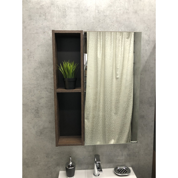 Шкаф зеркальный Comforty Франкфурт 600x140x800 дуб шоколадно-коричневый (00004150528)