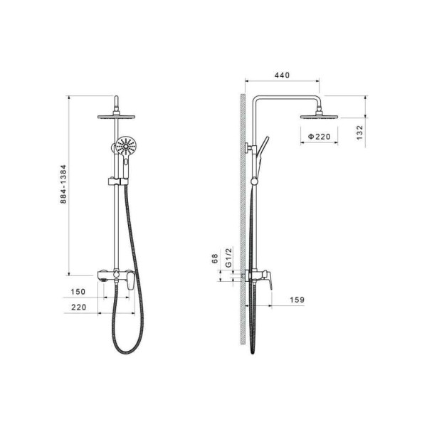Система душевая Aquatek Бетта хром (AQ2140CR)