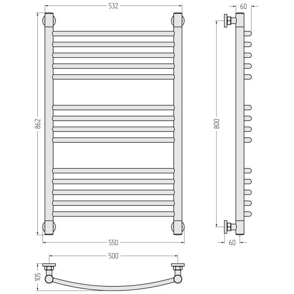 Полотенцесушитель водяной Сунержа Богема + 800x500 матовый черный (31-0221-8050) Полотенцесушитель водяной Сунержа Богема + 800x500 матовый черный (31-0221-8050)