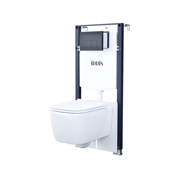 Инсталляция с унитазом с клавишей смыва черная матовая Iddis (BASBR02i73)