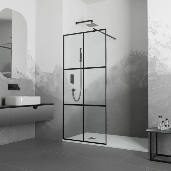 Душевое ограждение RGW Walk In WA-111 B 50x195 стекло прозрачное (принт), профиль черный (411011105-84)