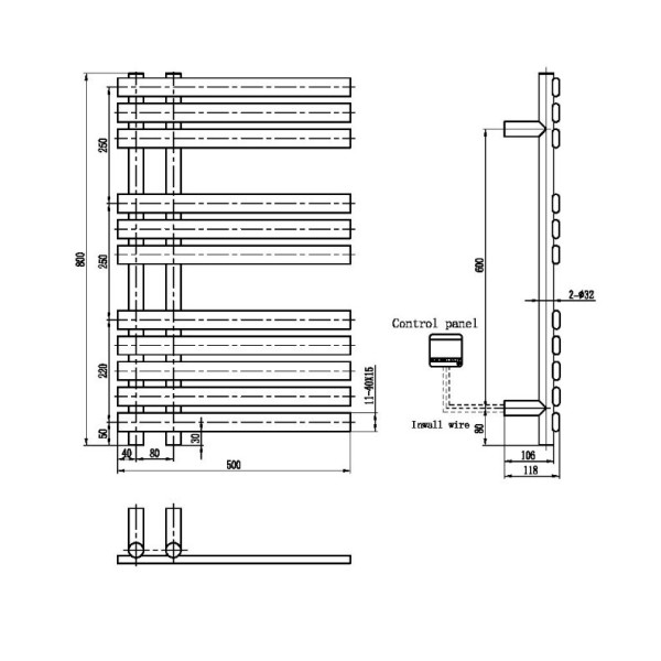 Полотенцесушитель электрический Boheme Venturo 500x800 BR (бронза) (723-BR)
