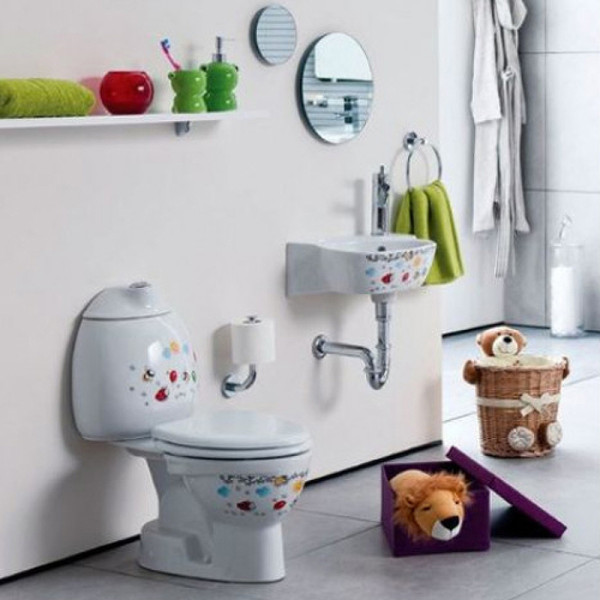 Унитаз напольный Creavit Cocuk с декором с сиденьем без бачка белый (CK310-11CB00E-FF00+KC0802.01.1000E)