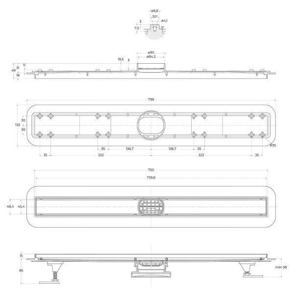 Душевой лоток BelBagno Luce 800 мм хром (BB-LD-Luce-80-CR)