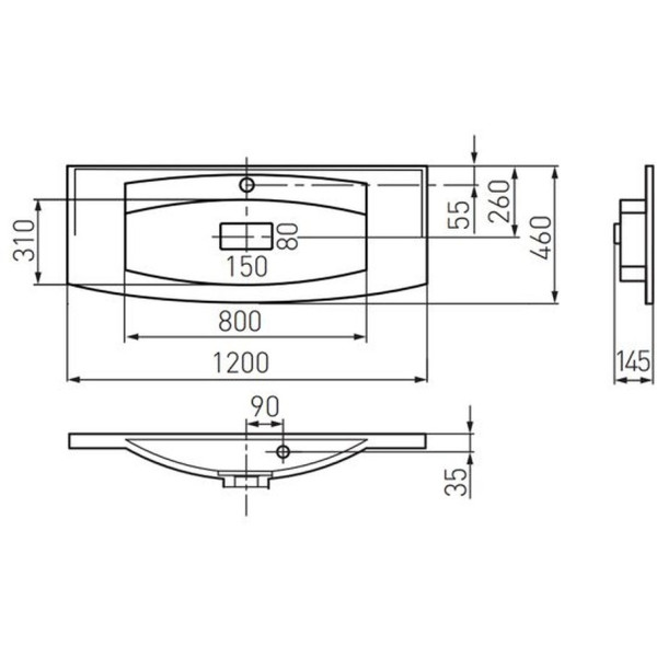 Раковина встраиваемая Милан М 1200 белый (1A70663KML010) Раковина встраиваемая Милан М 1200 белый (1A70663KML010)