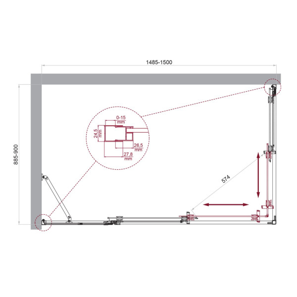 Душевой уголок BelBagno Luce 150x90x195 стекло прозрачное, профиль хром (LUCE-AH-21-150/90-C-Cr)