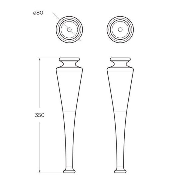 Ножки для шкафчика Cezares Tiffany комплект 2 штуки высота 35 см дерево Nero grafite 8x8x35 (40387)