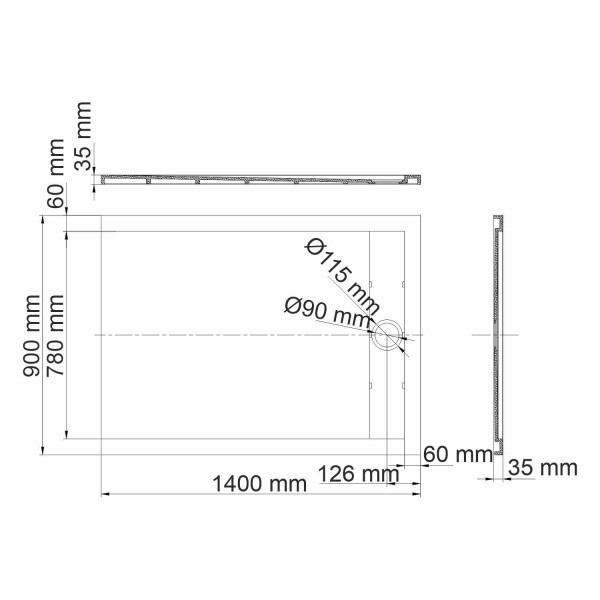 Душевой поддон Wasser Kraft Rhin 140x90 (44T36)