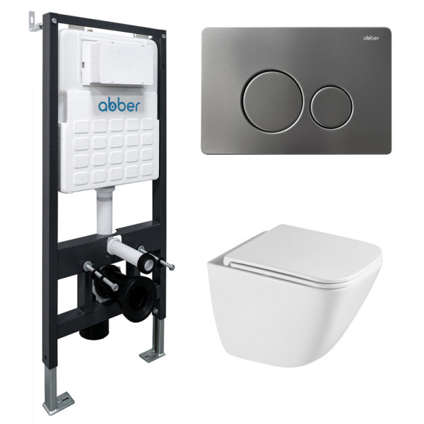 Комплект подвесной унитаз Abber Rechteck AC1220TC белый, с закрытым дном с инсталляцией AC0105 и кнопкой AC0121NG никель (AC1220TC-AC0105-AC0121NG) Комплект подвесной унитаз Abber Rechteck AC1220TC белый, с закрытым дном с инсталляцией AC0105 и кнопкой AC0121NG никель (AC1220TC-AC0105-AC0121NG)