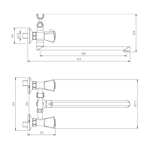 Смеситель для ванны и душа Wesnaart Teplo хром (TEP04-320)