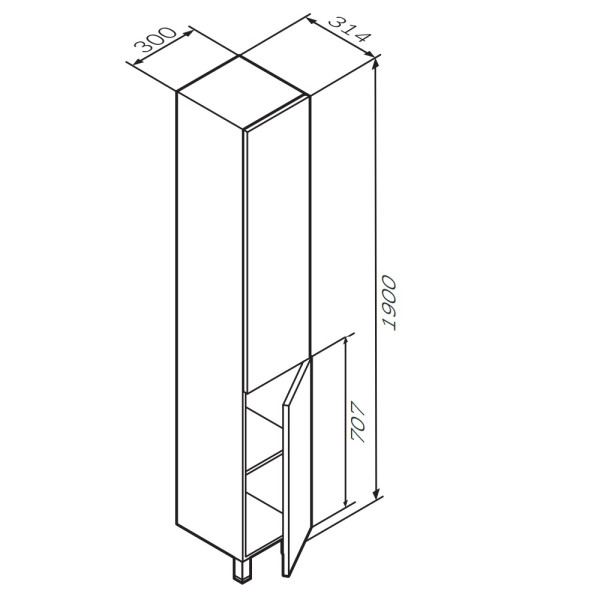 Пенал напольный AM.PM Gem 30x190 правый двери, push-to-open: орех (M90CSR0306HF)