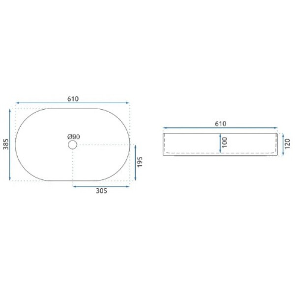 Раковина накладная Rea Nadia 61x38,5 чёрный глянец (REA-U0539)