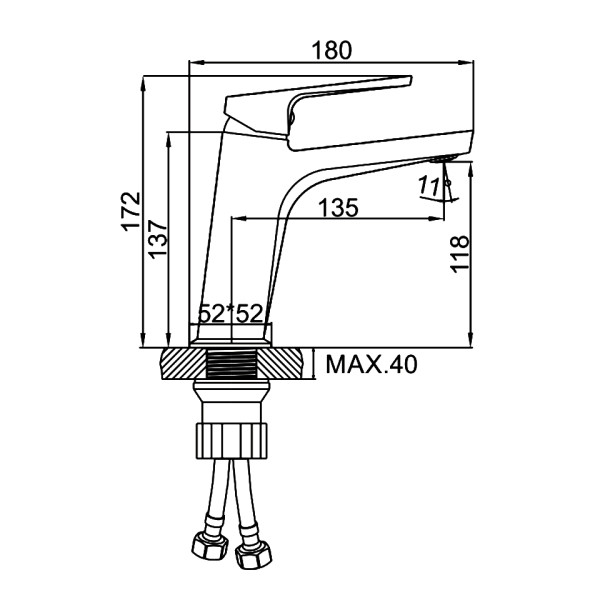 Смеситель для раковины Ledeme оружейная сталь (L1092D)