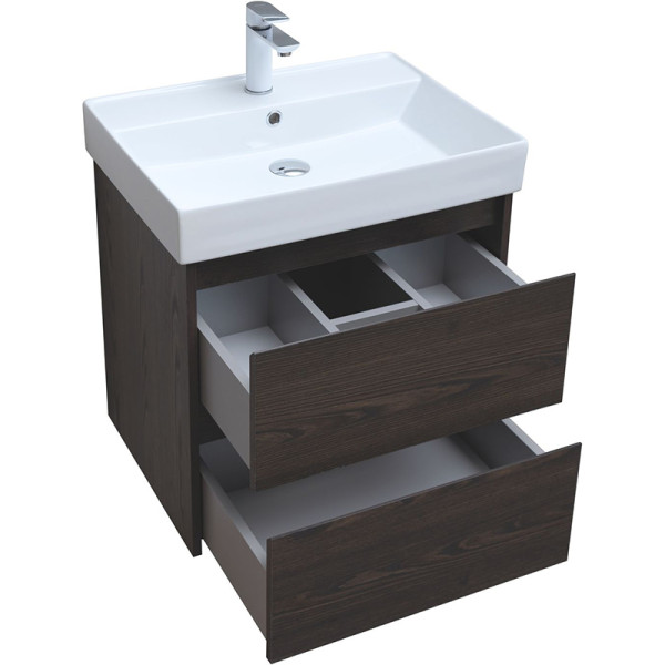 Тумба подвесная Aquanet Nova Lite 60 дуб черный (2 ящика) (00287894) Тумба подвесная Aquanet Nova Lite 60 дуб черный (2 ящика) (00287894)