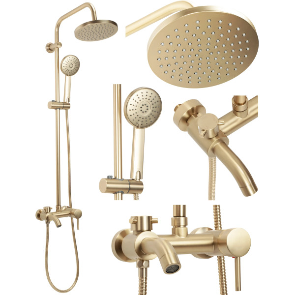 Душевая система с изливом Rea Luis Gold mat (REA-P7051)