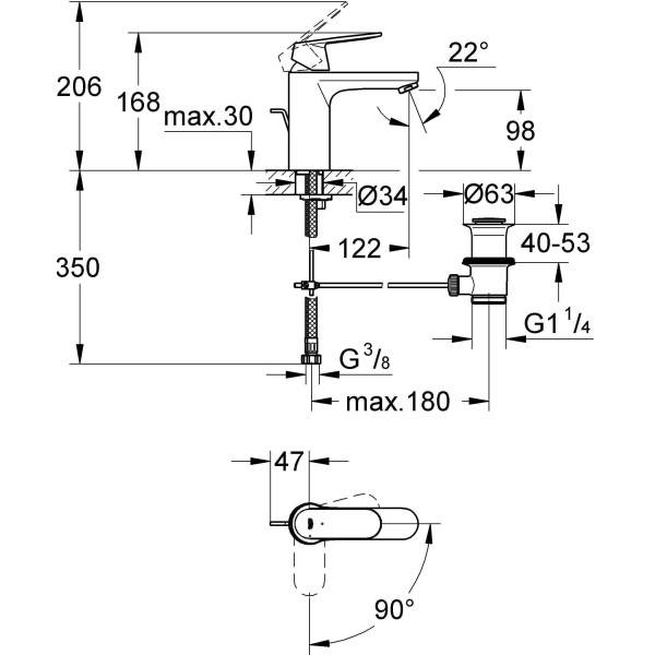 Смеситель для раковины Grohe Eurosmart Cosmopolitan (2339600E)