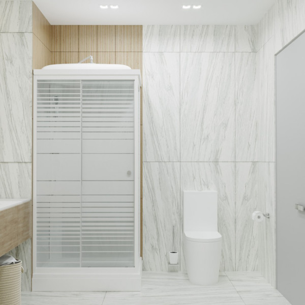 Душевая кабинаTriton Квадро 100x80 стекло прозрачное полосы, профиль белый полосы (DK263)