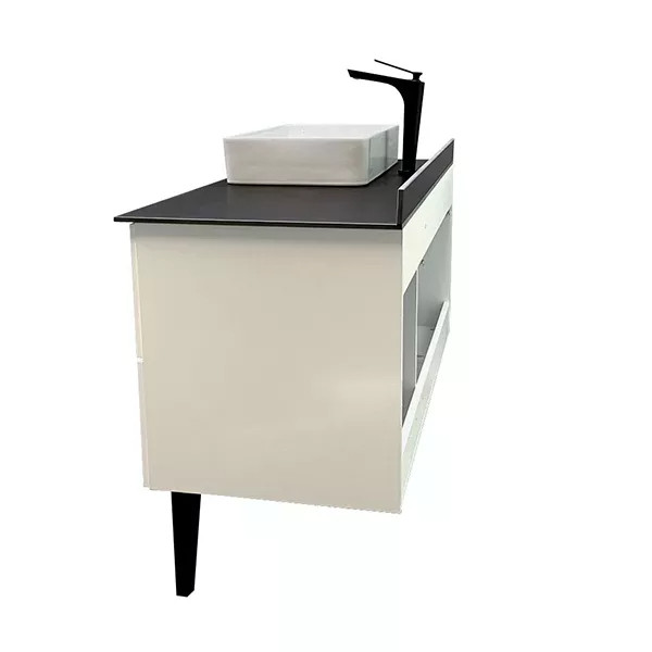 Тумба подвесная с раковиной Comforty Империя 1200x520x890 белый глянцевый/графит (00-00013788)