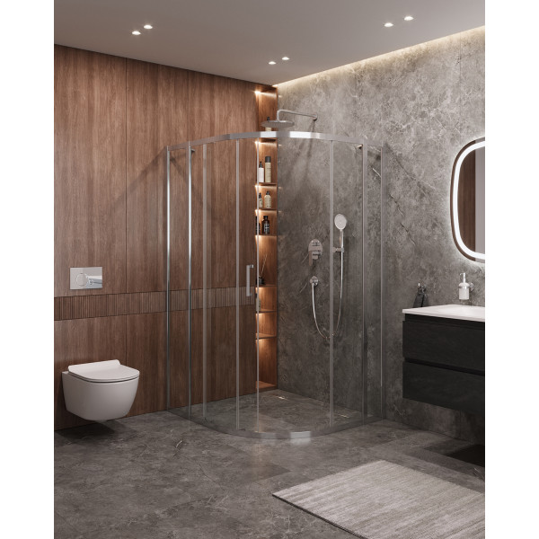 Душевой уголок Cezares Molveno 130x120x195 стекло прозрачное, профиль хром (MOLVENO-RH-11-130/120-C-Cr-IV)