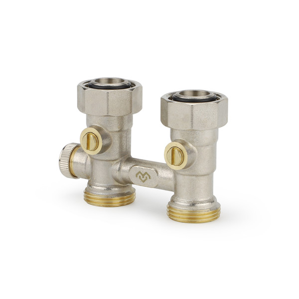 Фитинг двойной со встроенным шаровым краном (с байпасом) Varmega 3/4"(18)ЕКх3/4"(18)ЕК (VM13851)