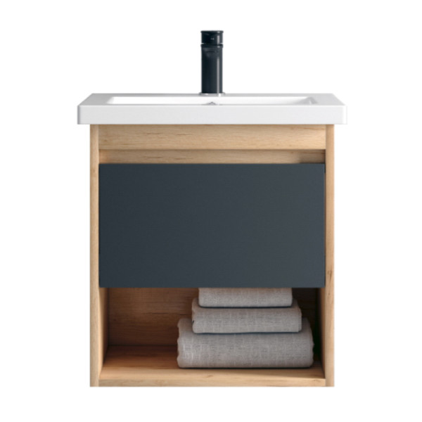 Тумба подвесная Melodia Этюд 60 (Como 60) 1 ящик графит/дуб золотой (MFR80037GT)