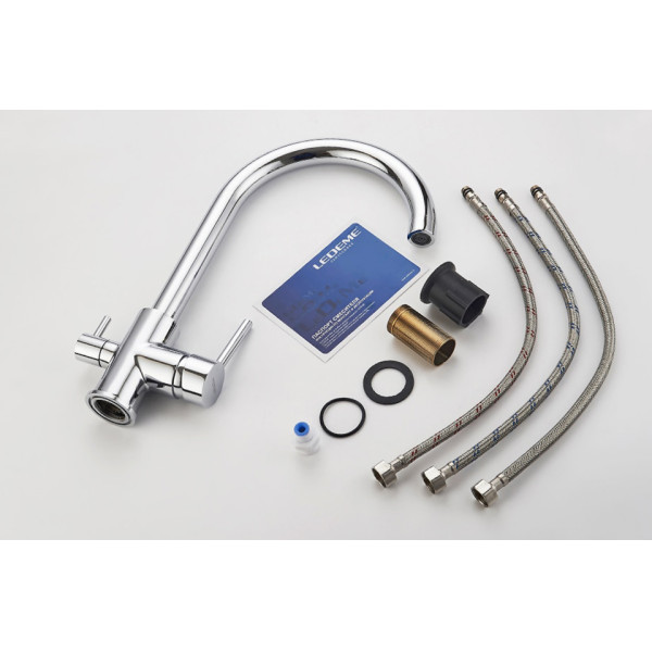 Смеситель для кухни Ledeme с переключателем на фильтр (L4255-3)