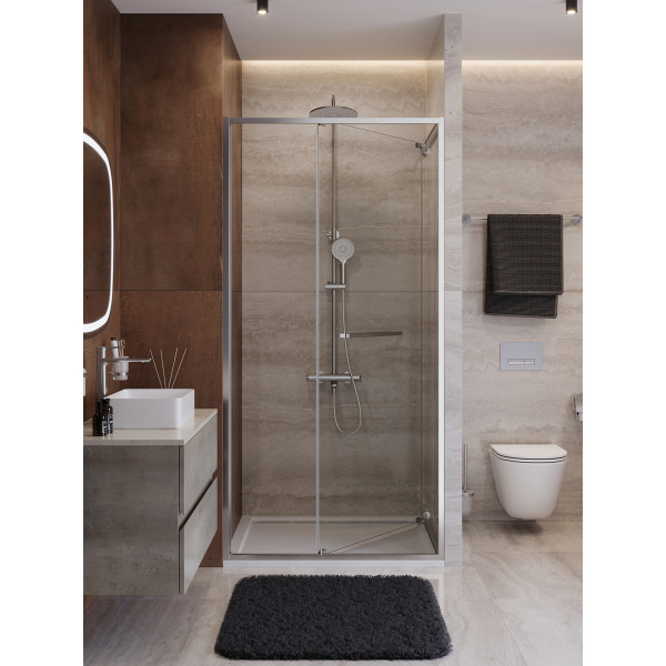 Душевая дверь Cezares Lux 100x195 стекло прозрачное, профиль хром (LUX-B-FS-1-100-C-CR)