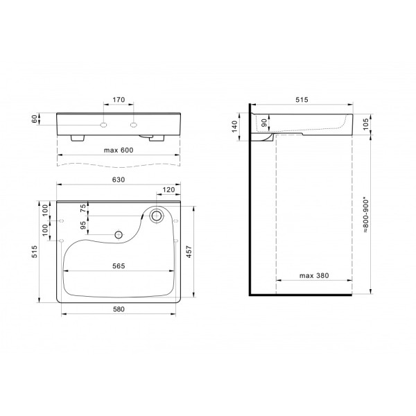 Раковина подвесная над стиральной машиной Santek Клио-50 белая (1WH501770)