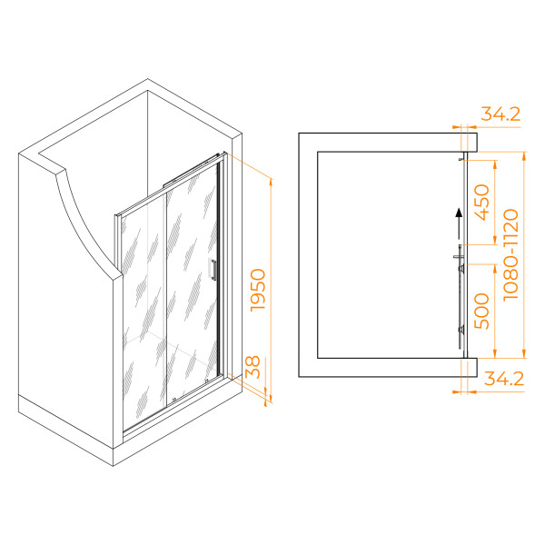Душевая дверь RGW Passage 110x195 стекло прозрачное, профиль хром (41081411-11) Душевая дверь RGW Passage 110x195 стекло прозрачное, профиль хром (41081411-11)