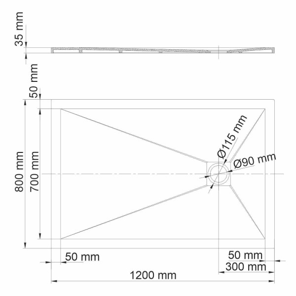 Душевой поддон Wasser Kraft Dill 120x80 (61T06)