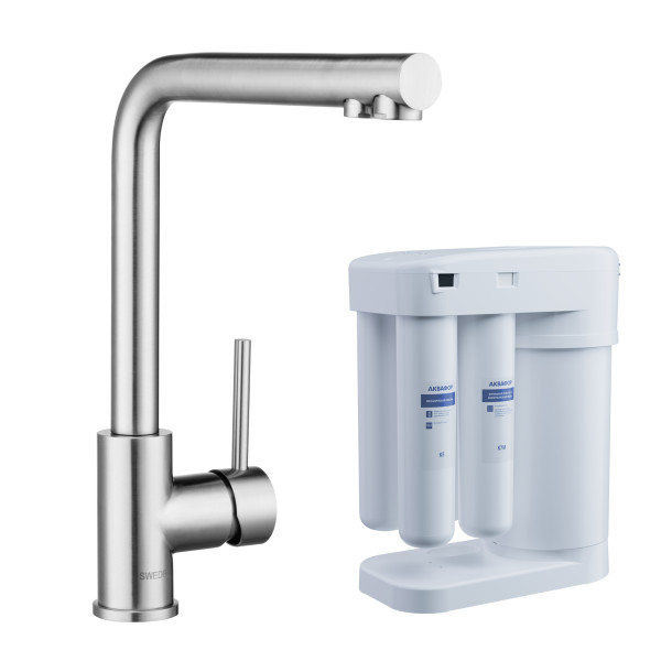Смеситель для кухни Swedbe Selene Plus в комплекте с фильтром Аквафор Кристалл нержавеющая сталь (K8540K) Смеситель для кухни Swedbe Selene Plus в комплекте с фильтром Аквафор Кристалл нержавеющая сталь (K8540K)