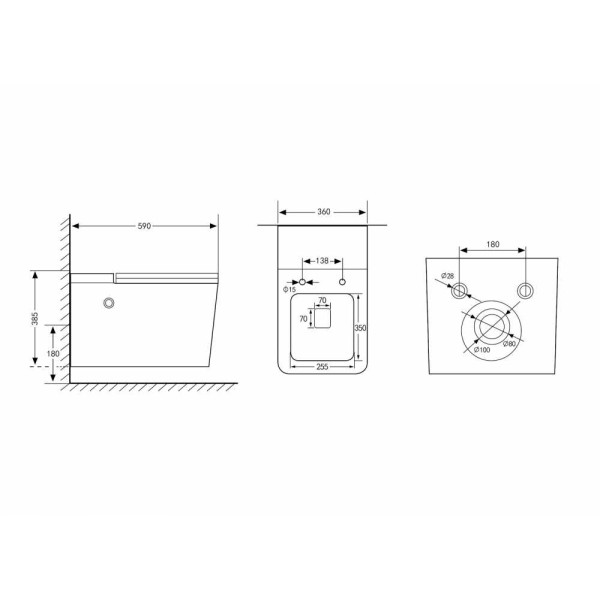 Унитаз подвесной Abber Rechteck с импульсным смывом, белый (AC1202P) Унитаз подвесной Abber Rechteck с импульсным смывом, белый (AC1202P)