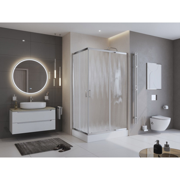 Душевой уголок BelBagno Uno-195 120x100x195 стекло матовое, профиль хром (UNO-195-AH-2-120/100-CH-CR) Душевой уголок BelBagno Uno-195 120x100x195 стекло матовое, профиль хром (UNO-195-AH-2-120/100-CH-CR)