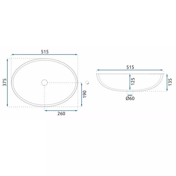 Раковина накладная Rea Della 51,5x37,5 чёрный матовый (REA-U0274)