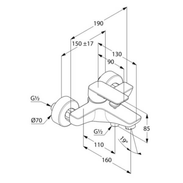 Смеситель для ванны и душа Kludi Pure&style (406810575) Смеситель для ванны и душа Kludi Pure&style (406810575)