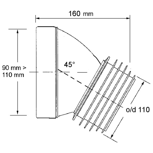 Отвод для унитаза McAlpine 45 град. (белый) (MRWC16)