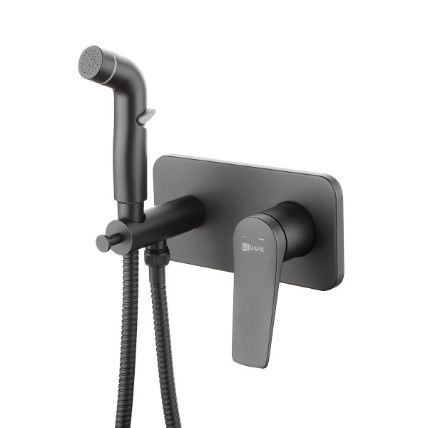 Смеситель для биде Lemark Bronx черный с гигиеническим душем (LM3720BL)