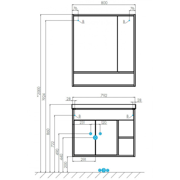 Тумба подвесная Aquaton Флай 792x429x610 белый, дуб крафт (1.A237.4.01F.AX1.0)