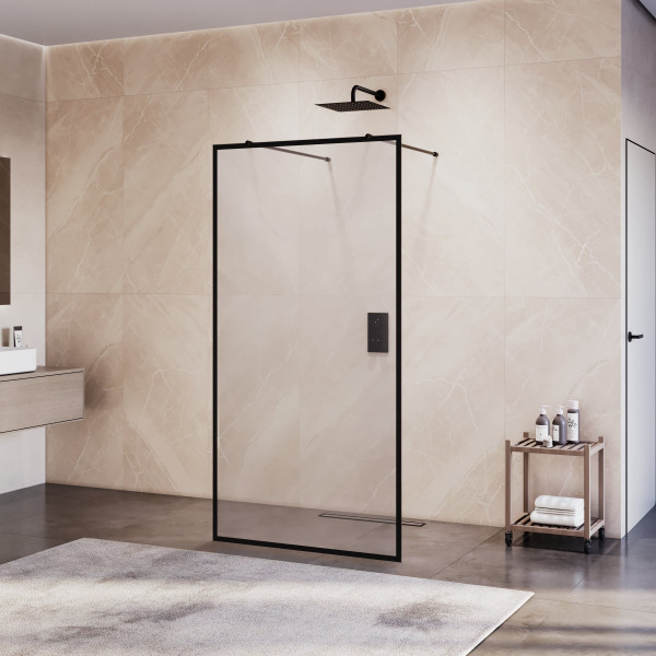 Душевая перегородка RGW WA-017B 1300 стекло рисунок-черный принт, профиль черный (35101713-84)